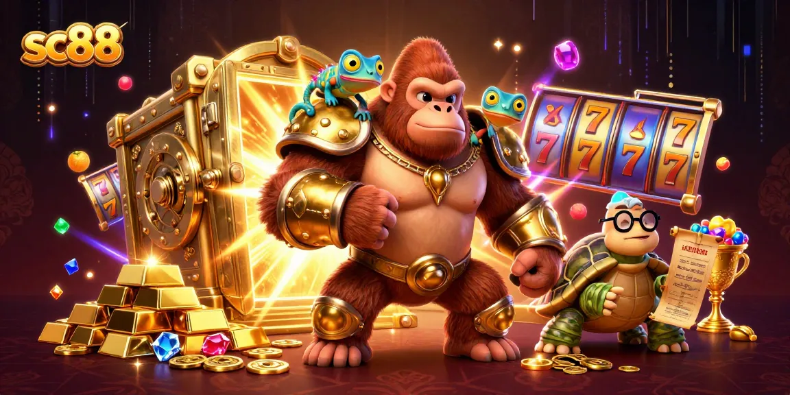 sc88 offers thrilling slots action with cartoon characters showcasing gold treasures and vibrant reels