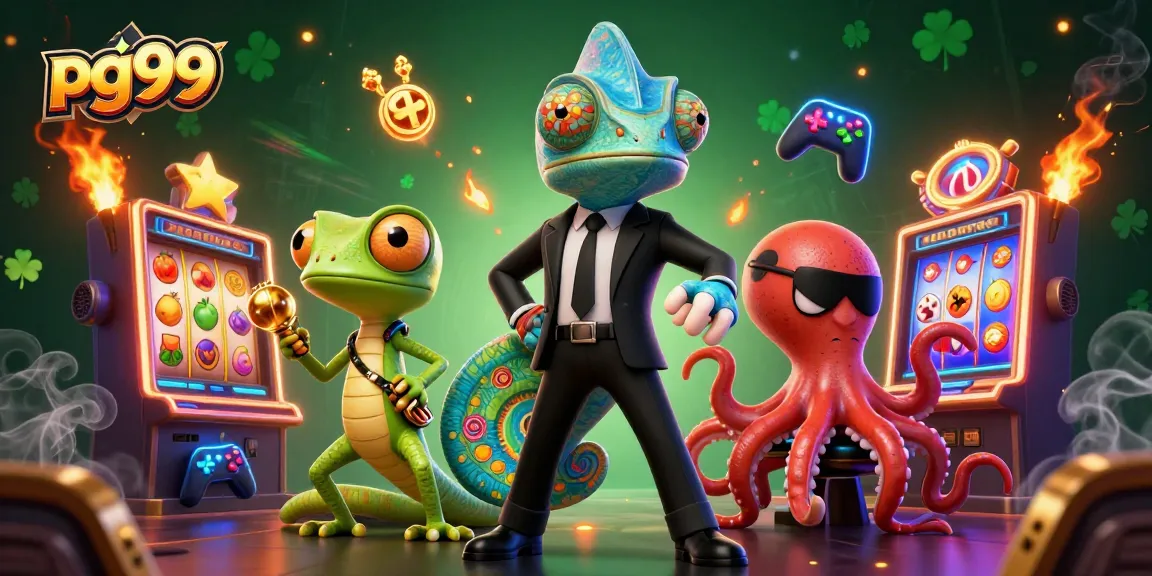 Play exciting games at pg99, featuring a secret agent chameleon, golden gadgets, and a villainous octopus.