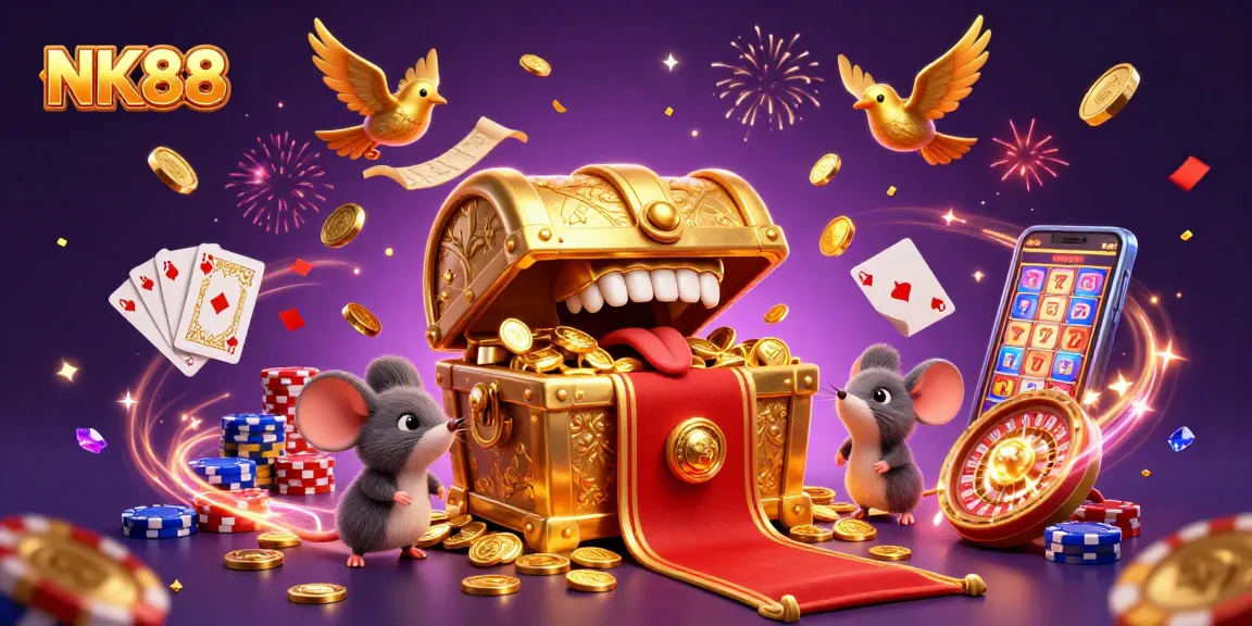 Engage in thrilling wins with NK88's vibrant casino scene filled with treasures and jackpots.
