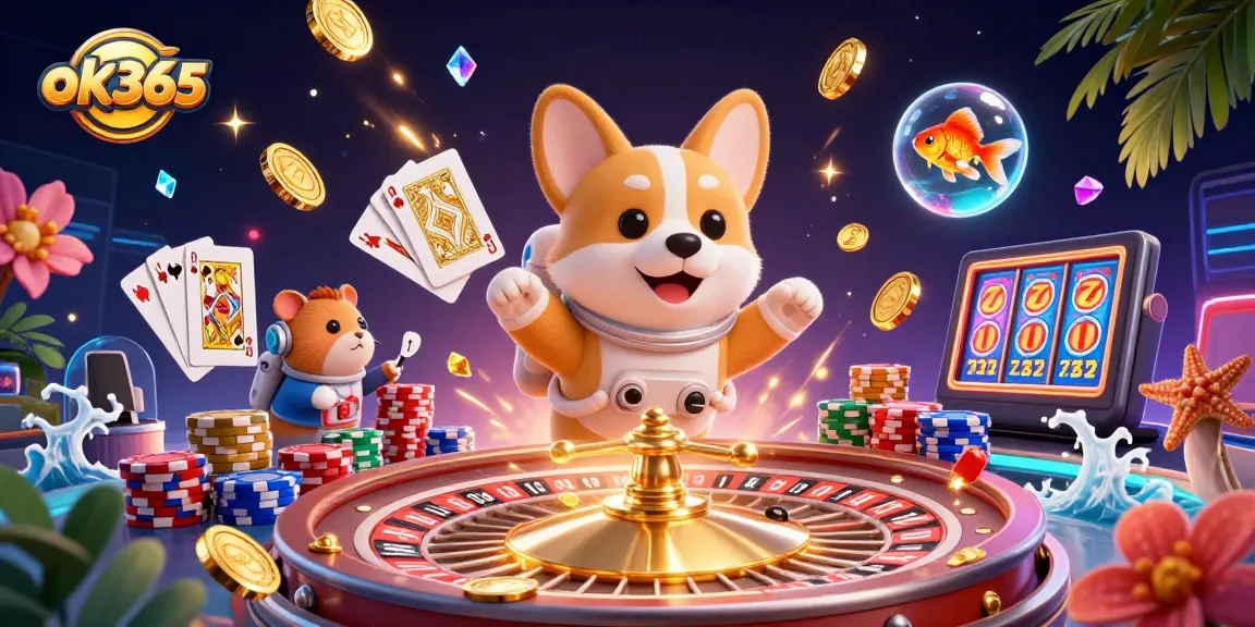 Engage in thrilling games at ok365 with a vibrant space-themed casino featuring lively characters.