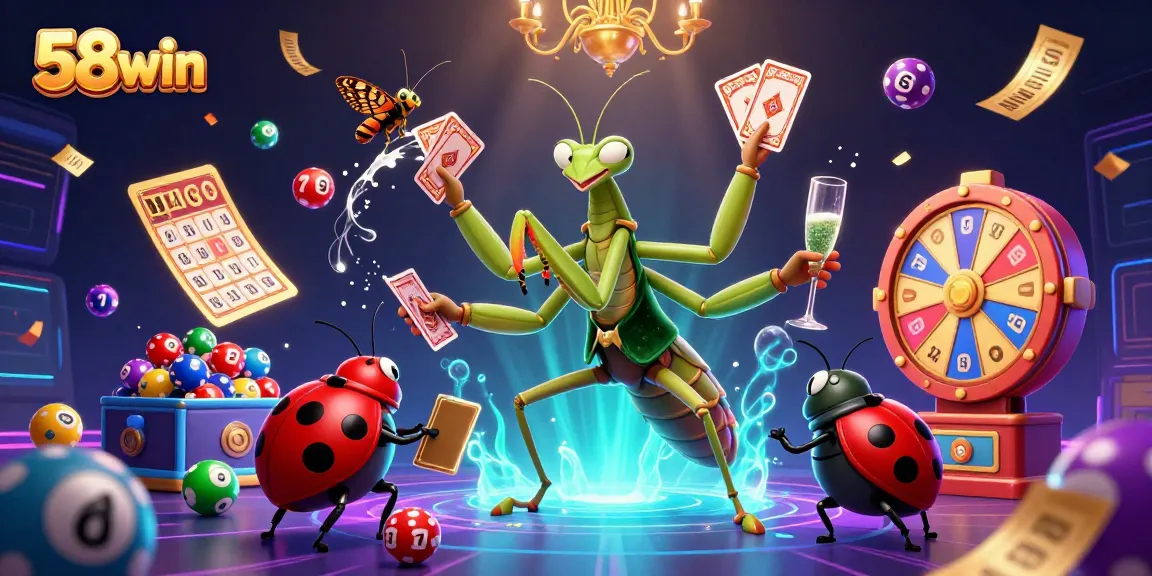 Experience thrilling gameplay with 58win's vibrant casino illustration showcasing exciting games and characters.
