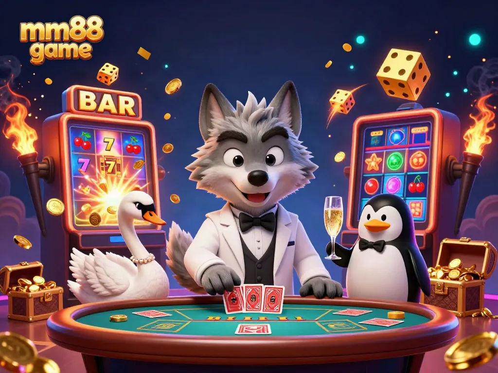 Experience the excitement of mm88 game with vibrant characters and dynamic casino elements.