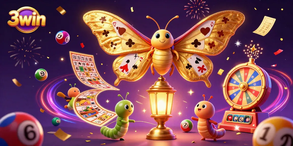 Experience the colorful world of 3win with vibrant games and lively scenes from a magical casino.