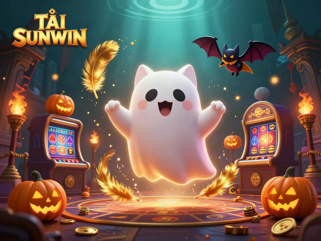 Experience the thrills as you TẢI SUNWIN and join the haunted casino adventure with a friendly ghost cat.