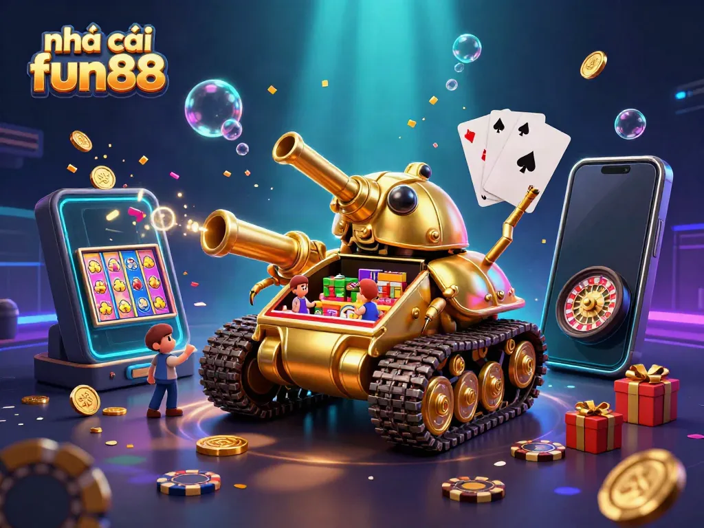 Play and win at nhà cái fun88 with a vibrant casino scene featuring exciting gaming elements.