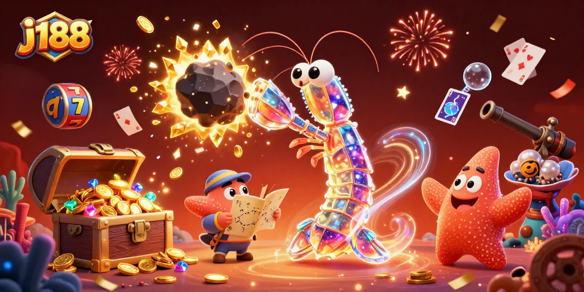 Experience the excitement of j188 with a dazzling 3D scene filled with vibrant casino elements.