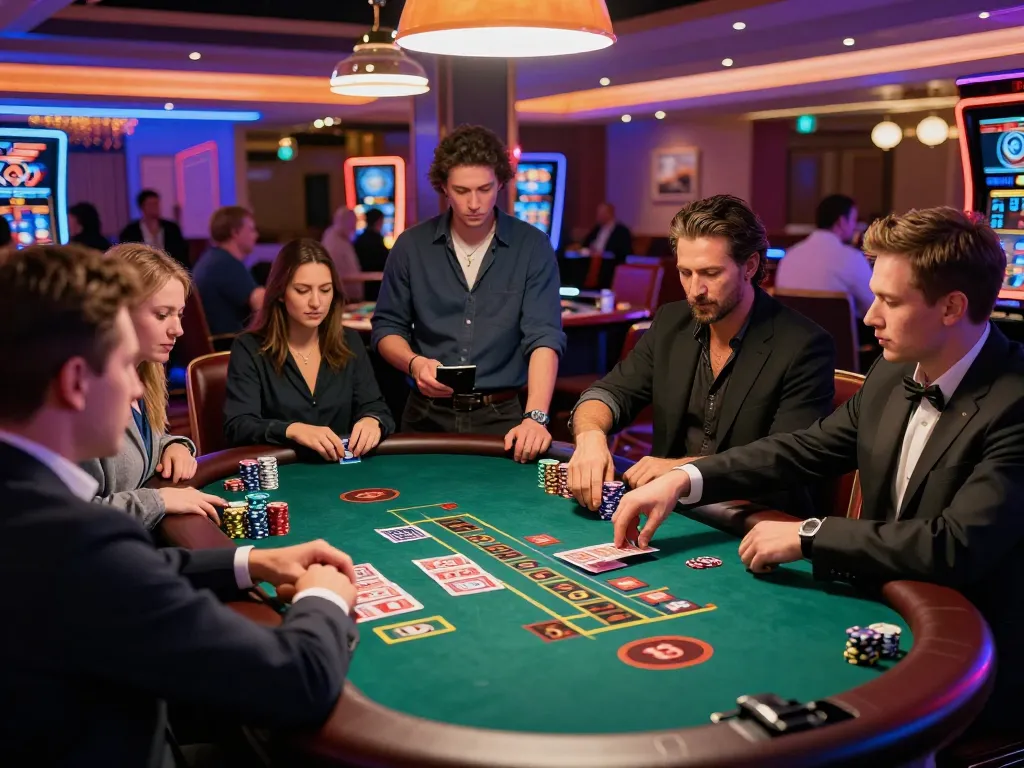 Players engage in high-stakes blackjack at RR88 casino, showcasing excitement and strategy.