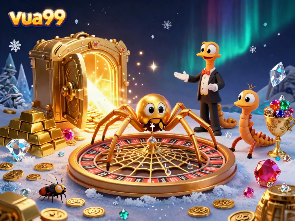 Experience the thrilling gameplay of vua99 with a dynamic scene featuring a spider croupier and captivating elements.