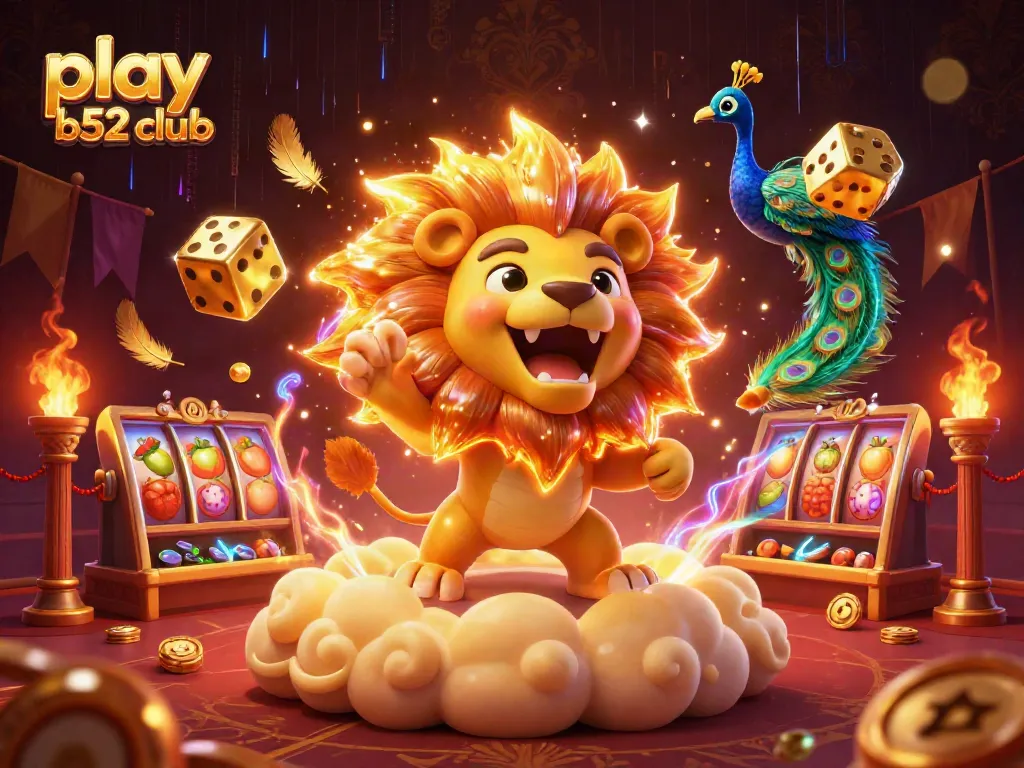 Engage in thrilling gameplay at play b52 club with vibrant casino elements and energetic characters.