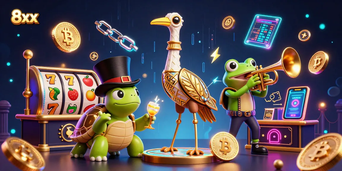 Spin the reels with 8xx: vibrant slots scene with classic symbols and crypto coins