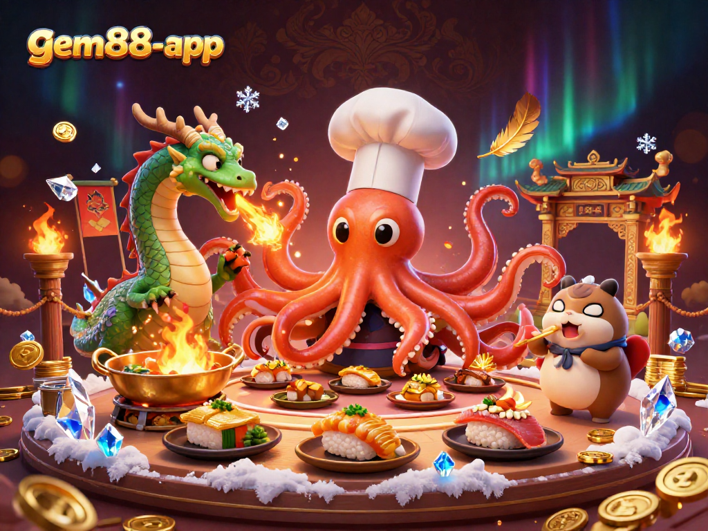 Experience thrilling gameplay at gem88-app with vibrant casino characters, gold coins, and dynamic elements.