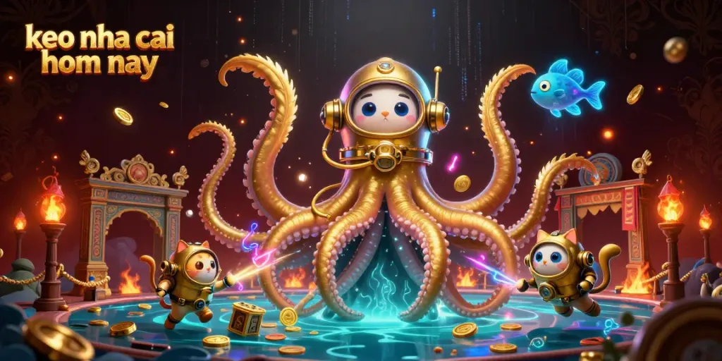 Follow the action with keo nha cai hom nay, featuring an epic clash with a kraken, a diving cat, and glowing fish.
