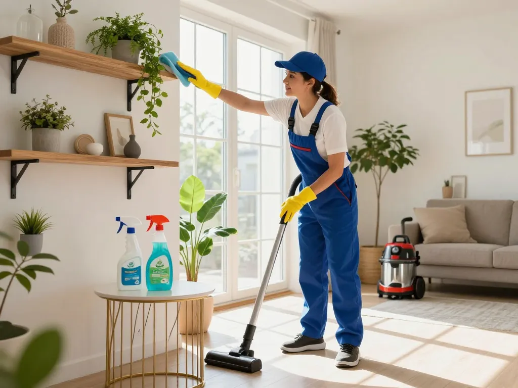 Professional cleaning in a bright living room showcasing cleanliness and organization at https://pretty-uklid.cz.