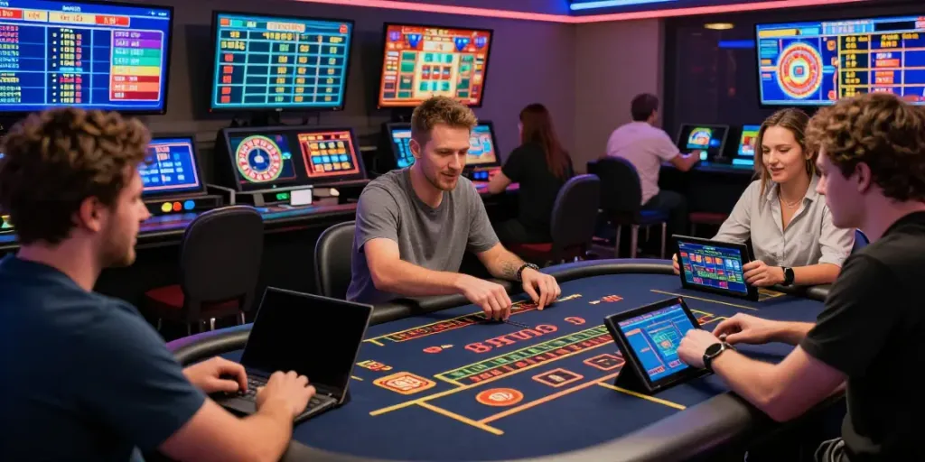 Engaged players enjoying live dealer games at https://five88bet.org/ casino.