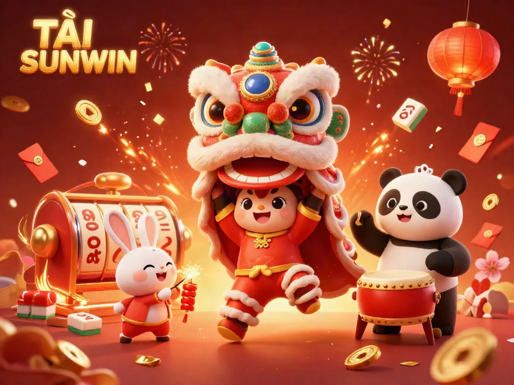 Engage in TẢI SUNWIN with a dynamic scene featuring celebratory characters amidst casino elements.