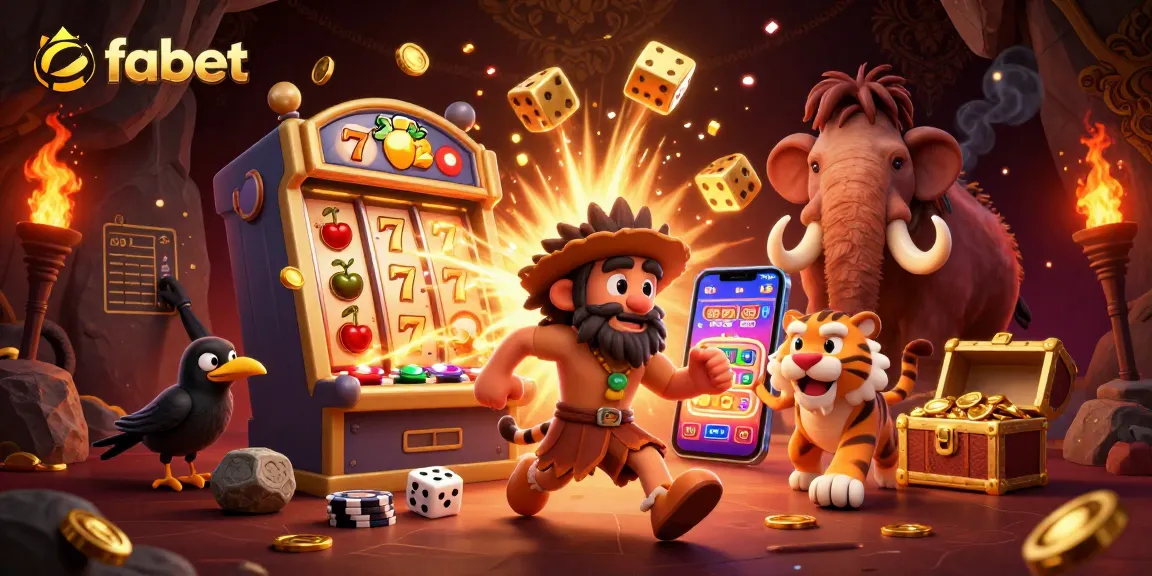 Spin exciting slot reels with fabet as a caveman and sabertooth tiger revel in jackpot glory.