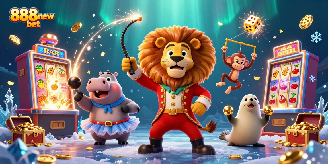 Experience the thrill of 888new bet with a lively circus scene full of casino excitement.