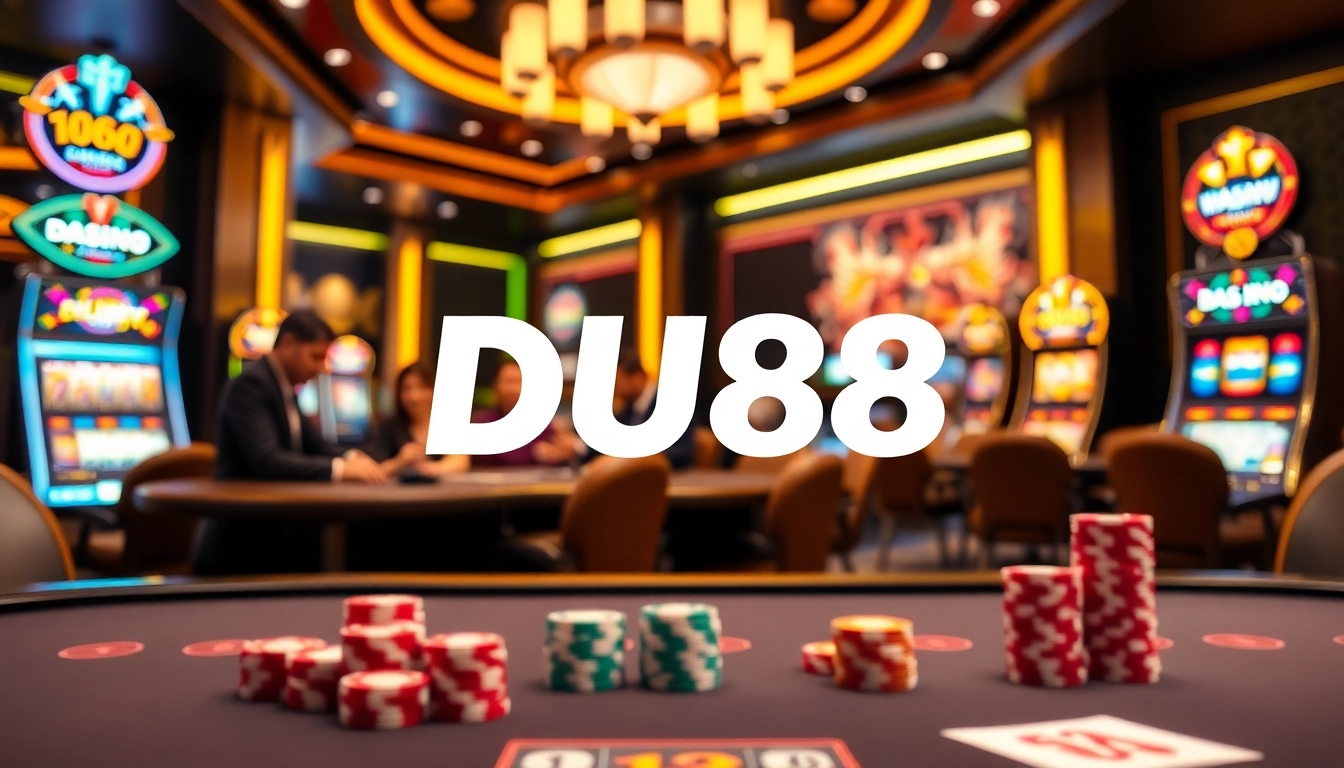 Experience the thrill of DU88 in a luxurious casino environment filled with vibrant gaming excitement.
