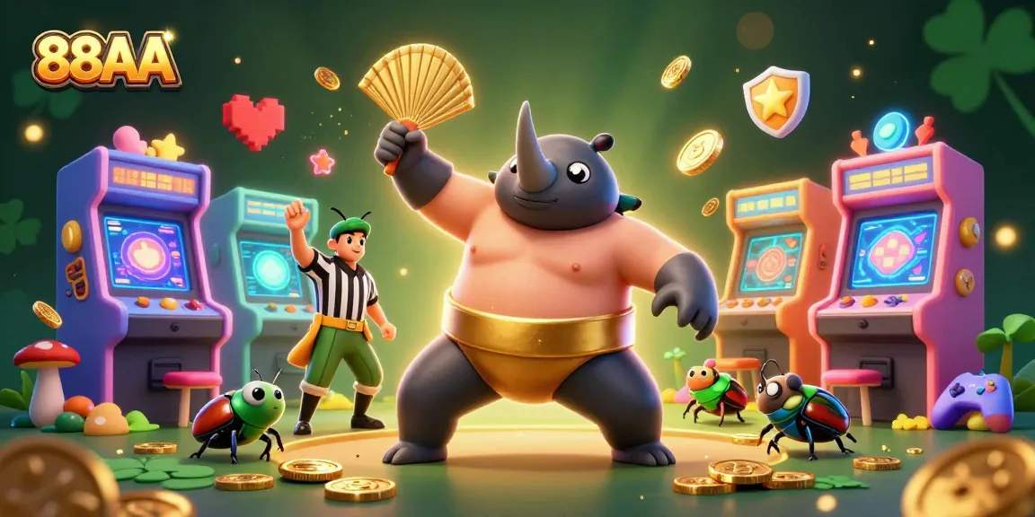Experience the thrilling entertainment of 88AA with dynamic scenes of exciting gameplay featuring animated casino elements.